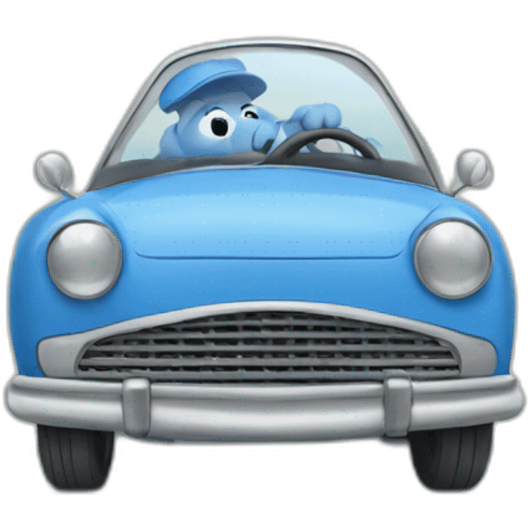 molerat driving a car that looks like bluey emoji