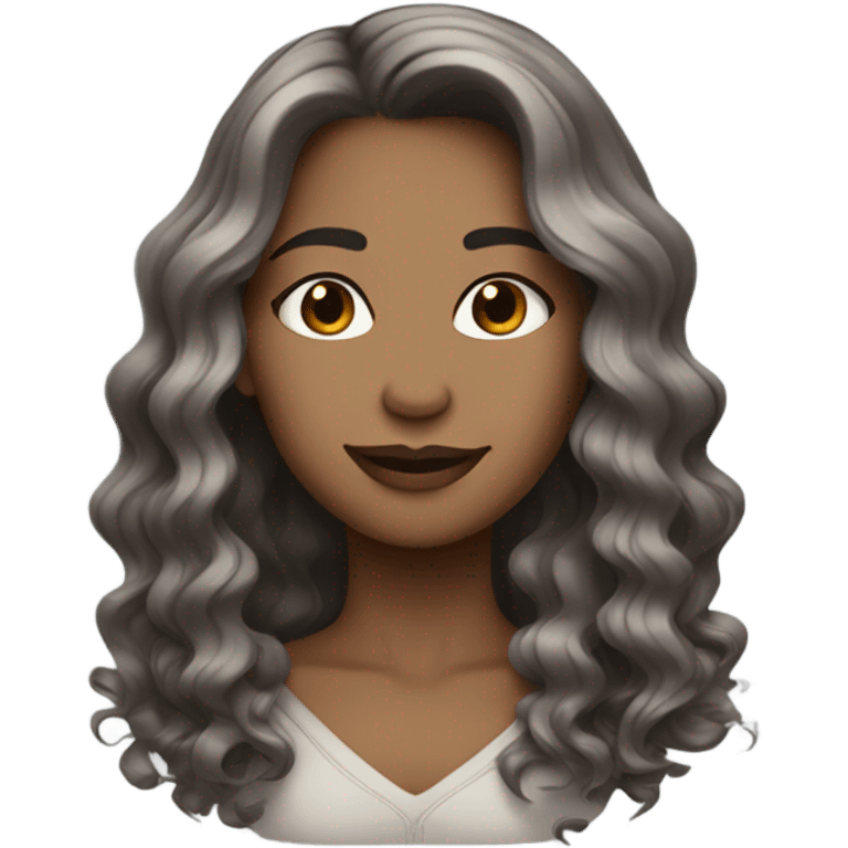 shoulder length wavy brown and grey  hair emoji