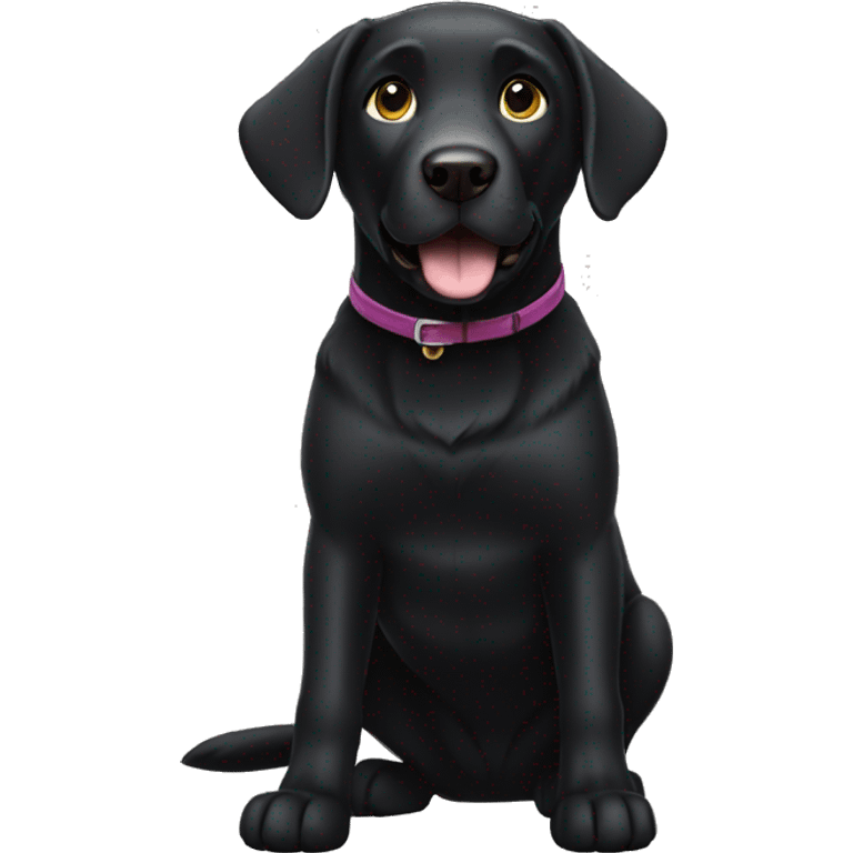 a black labrador, full body view, waving with one paw, comicstyle emoji