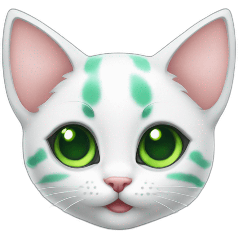 Super cute kitten with green anime eyes holding hearts emoji