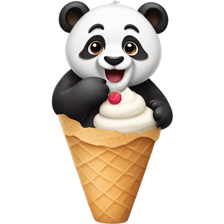 Panda eating ice cream emoji