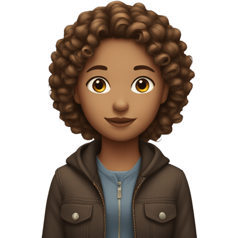 Girl with curly brown hair emoji