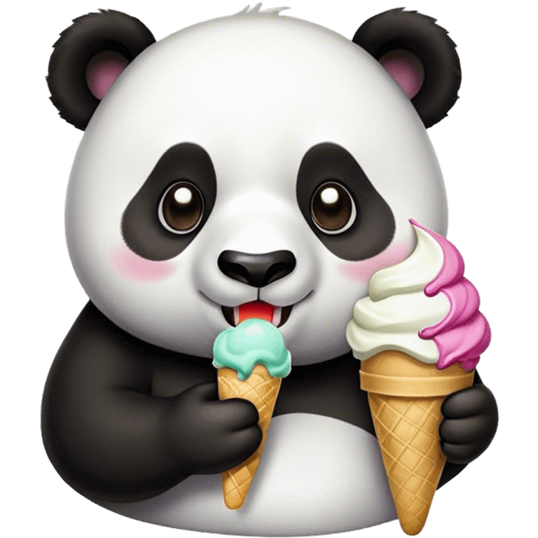 Panda eating ice cream emoji