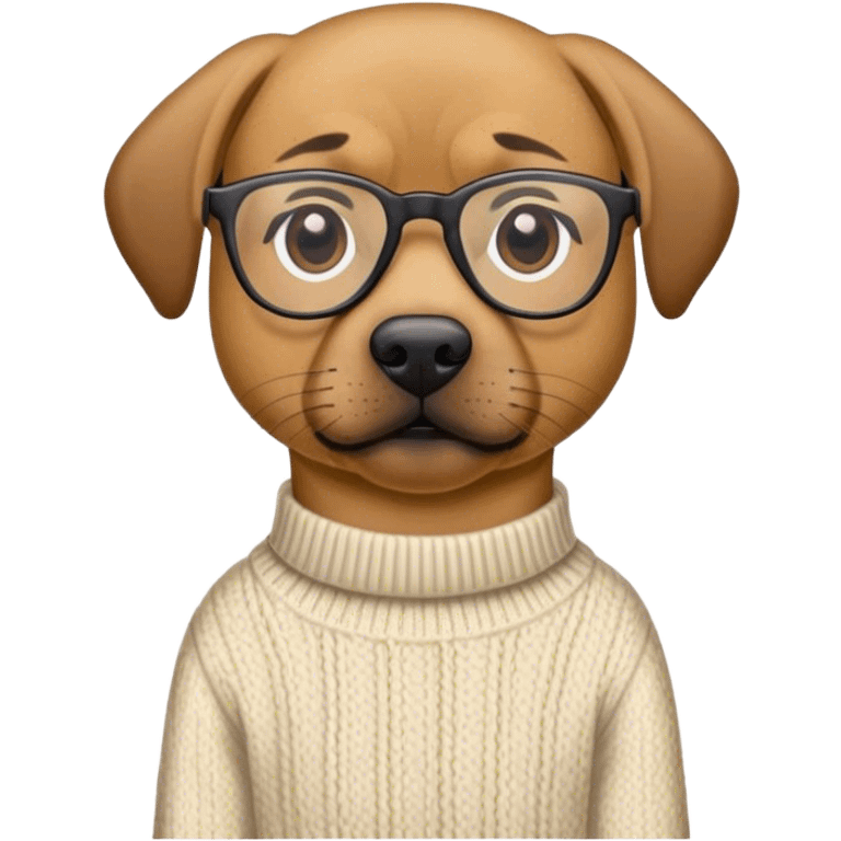 Black mouth cur wearing a sweater with glasses emoji