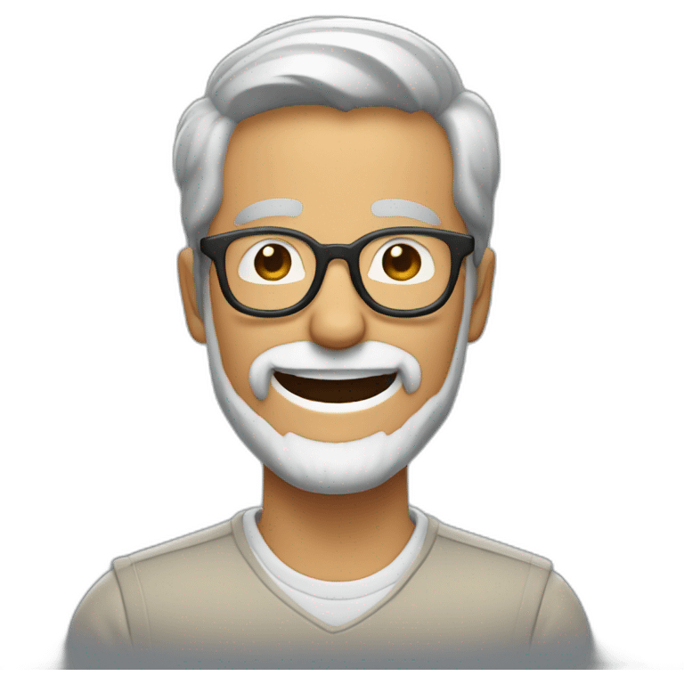 tan gray haired man with short full beard and glasseslaughing emoji