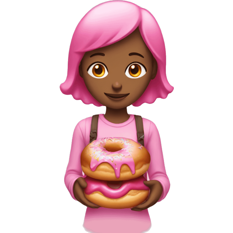 girl with a pink glazed donut head emoji