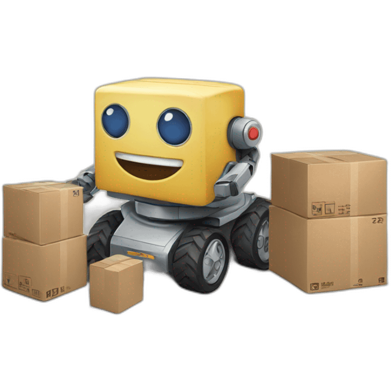 robots assisting in shipment and delivery services emoji