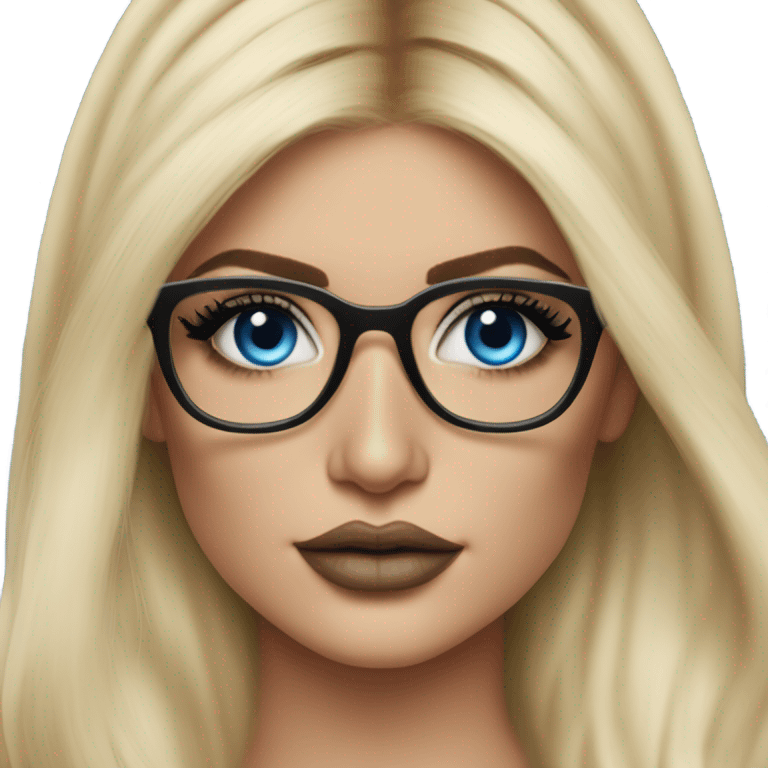 Hyper real blonde kylie jenner with blue eyes and glasses  emoji