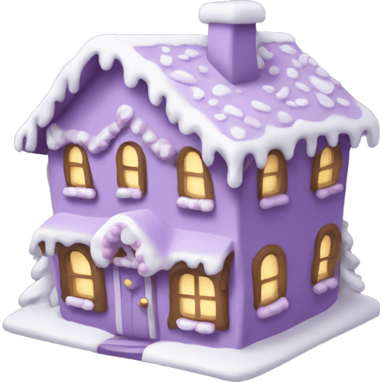 Cosy light purple gingerbread house  emoji