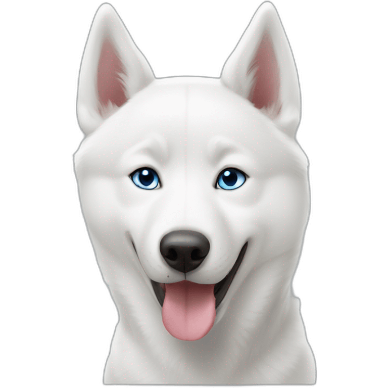 White Siberian husky smile  blue eyes short hair emoji