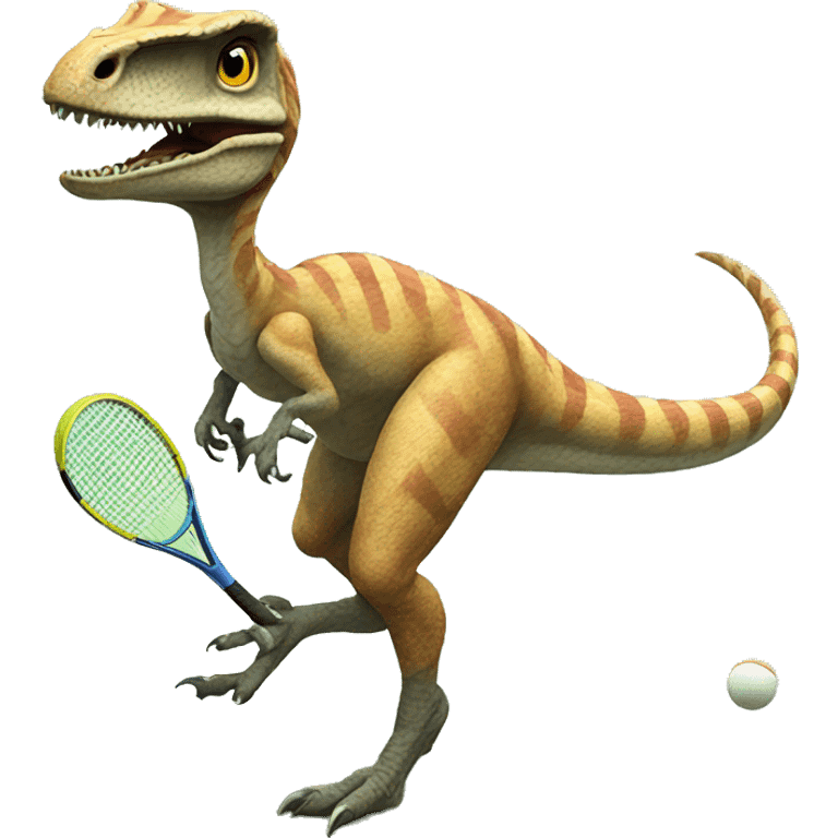 Velociraptor playing tennis emoji