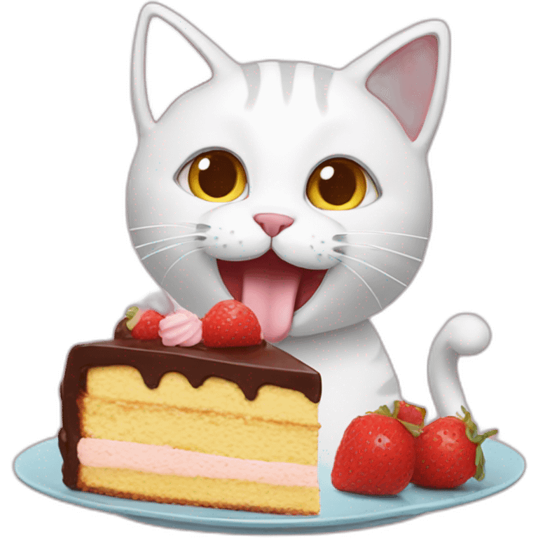 Cat eating a cake emoji