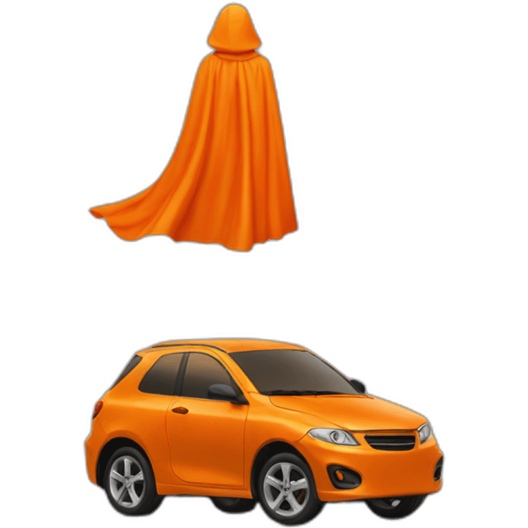 Orange car with a cape emoji