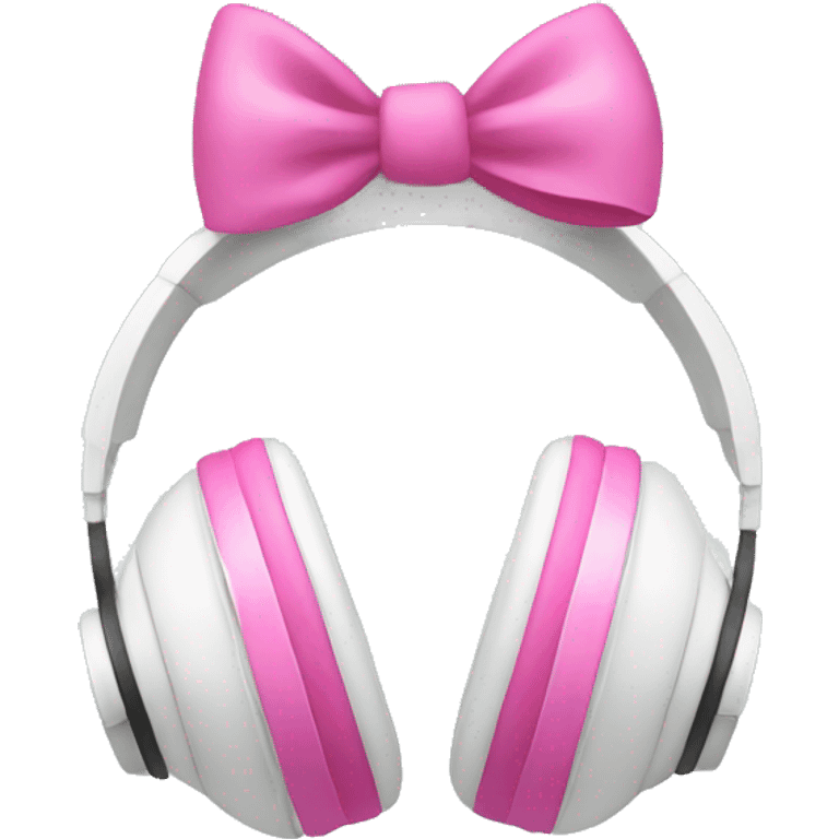 White headphones with pink bows emoji