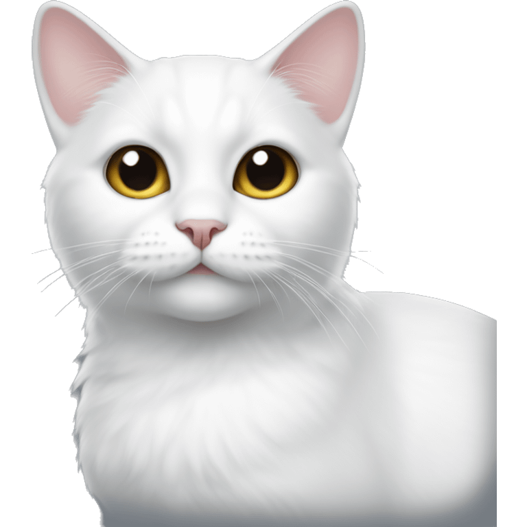 short fur white cat with black spot next to his right ear emoji