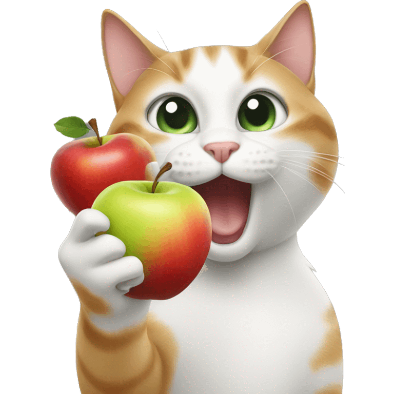 Cat flipping off an apple emoji