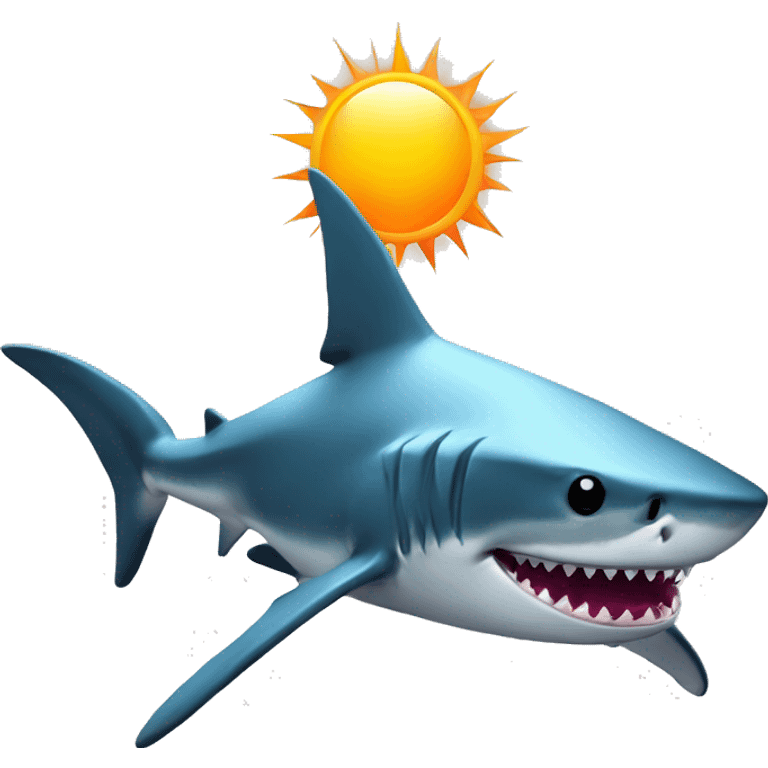 shark in space with sun glasses on looking at the sun eating sush emoji