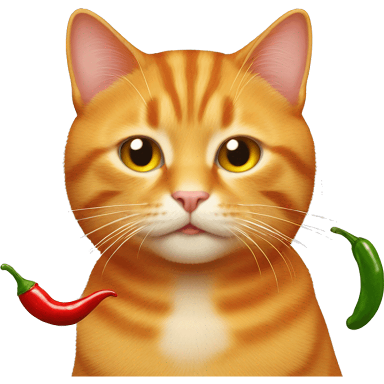 ginger cat with chilli pepper emoji