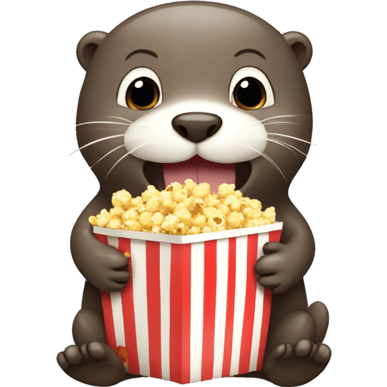 a cute otter eating popcorn emoji