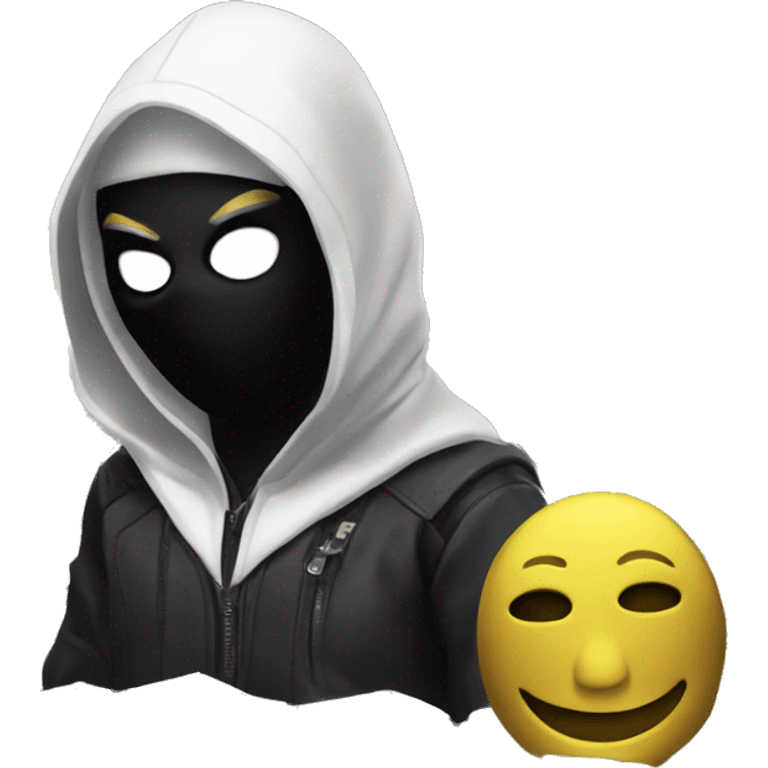 masked cyber punk with pile of money emoji