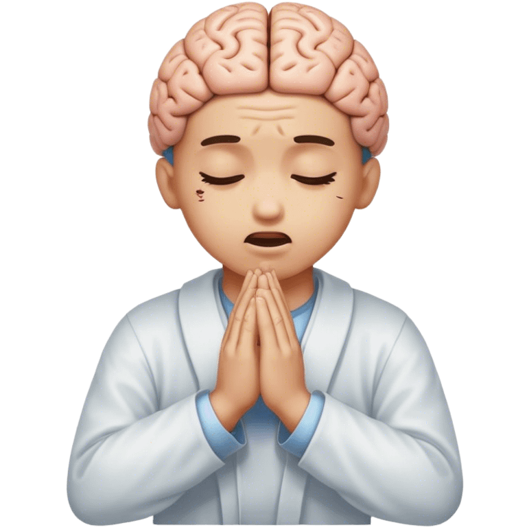 human praying is hit by a brain emoji