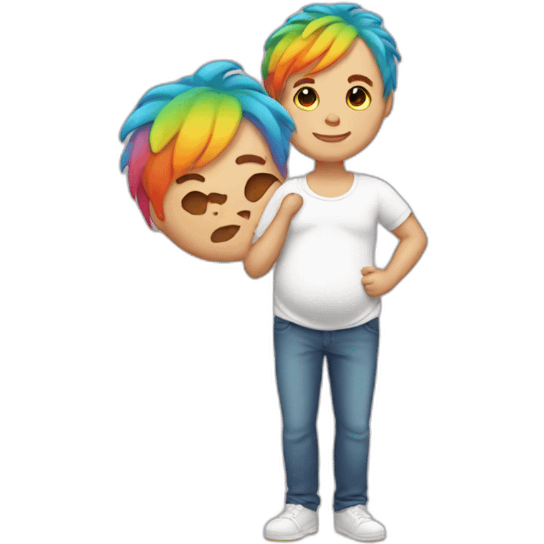 pregnant male with rainbow hair emoji