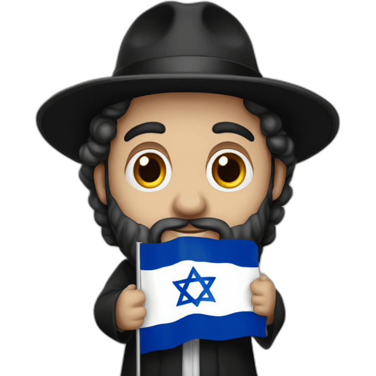 rabbin with Sidelocks holding israel flag in his hands emoji