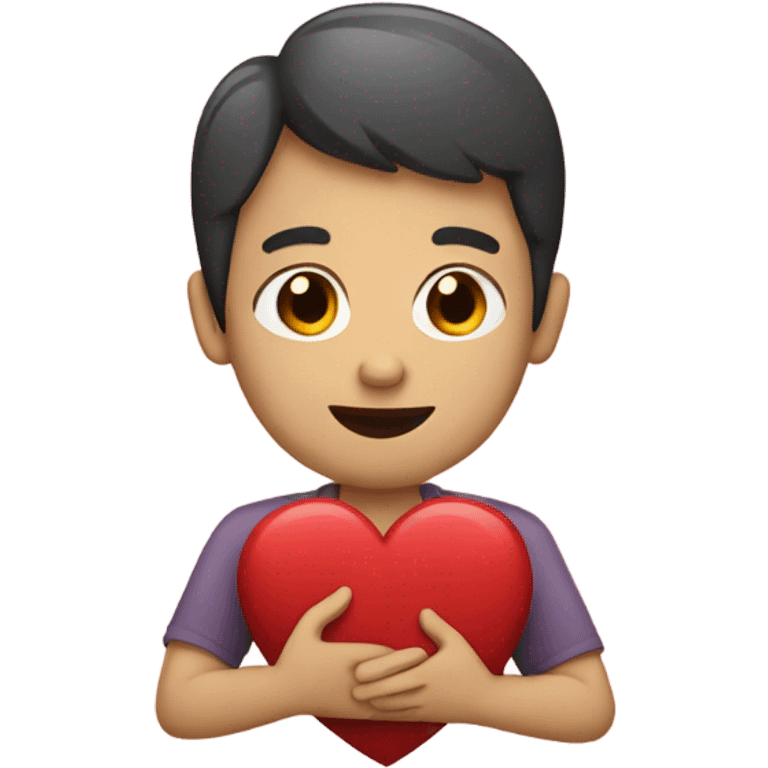 A person holding a heart emoji