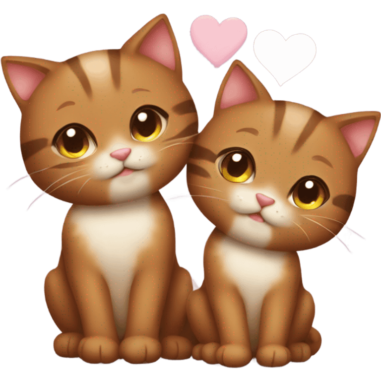 Cute brown cats in love emoji