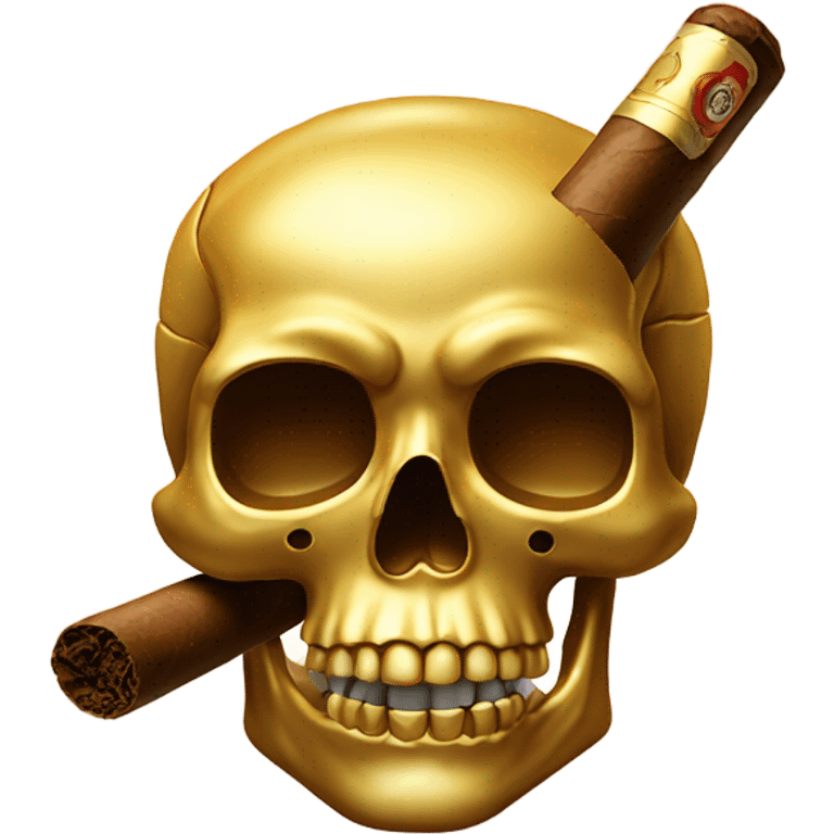 Golden skull smoking cigar  emoji