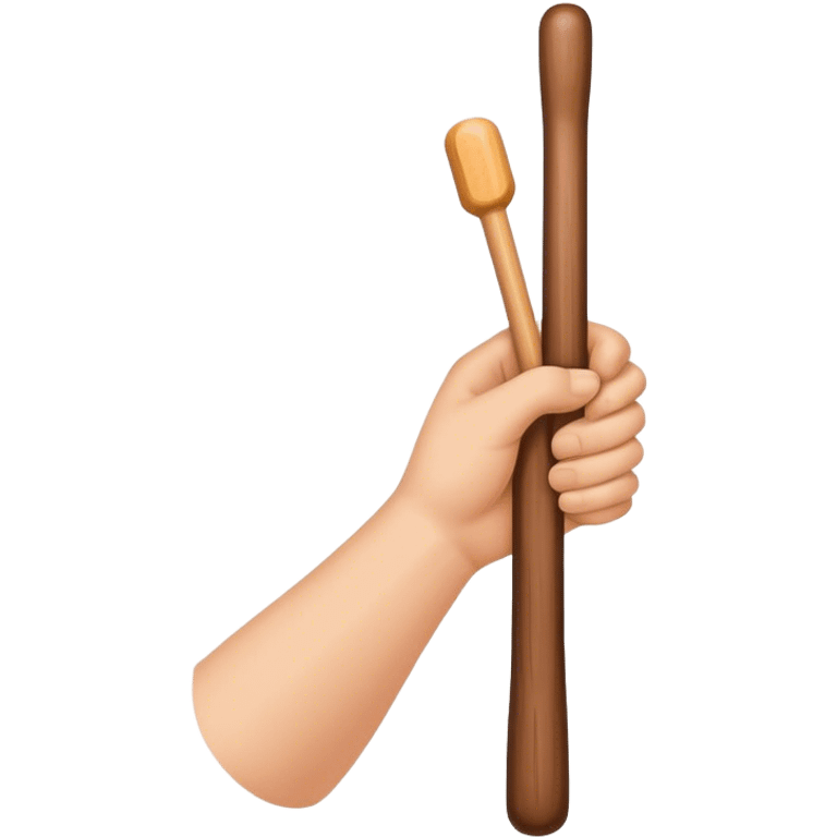 Hand holding Woodstick emoji