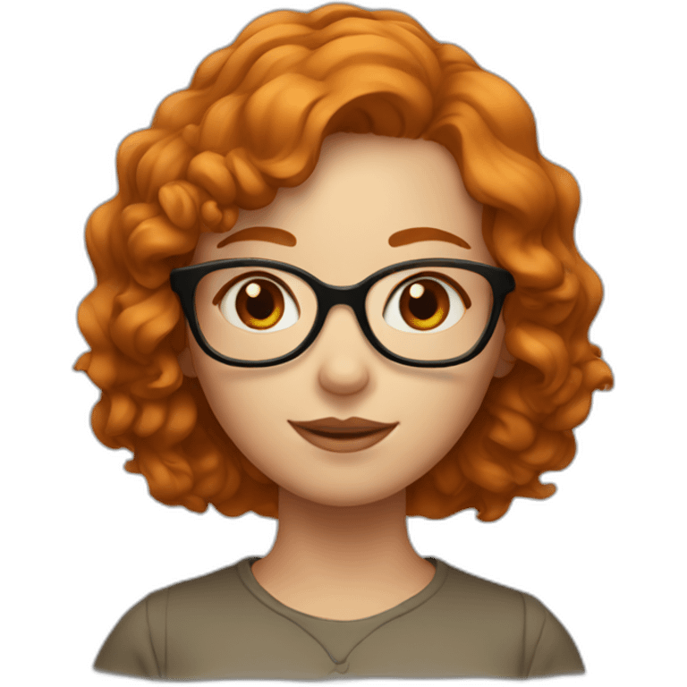 girl with short wavy ginger hair and square glasses emoji