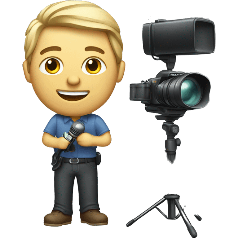 realistic journalist with camera and microphone  emoji