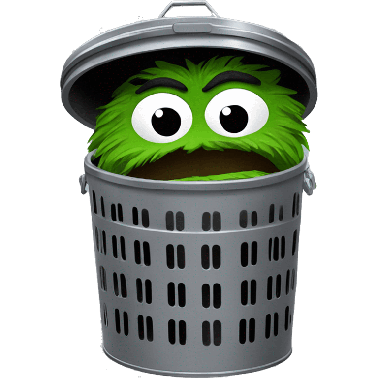 oscar the grouch inside metal trash can emoji