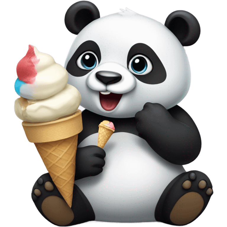 Panda eating ice cream emoji