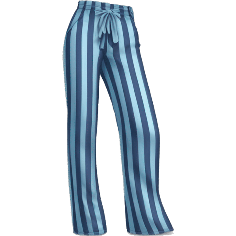 Realistic isolated pair of navy blue and pastel blue long fashion vertical striped pants. emoji