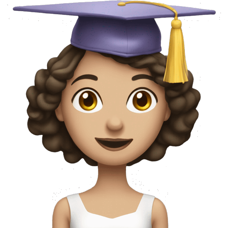 Brunette ballerina with a graduation cap emoji