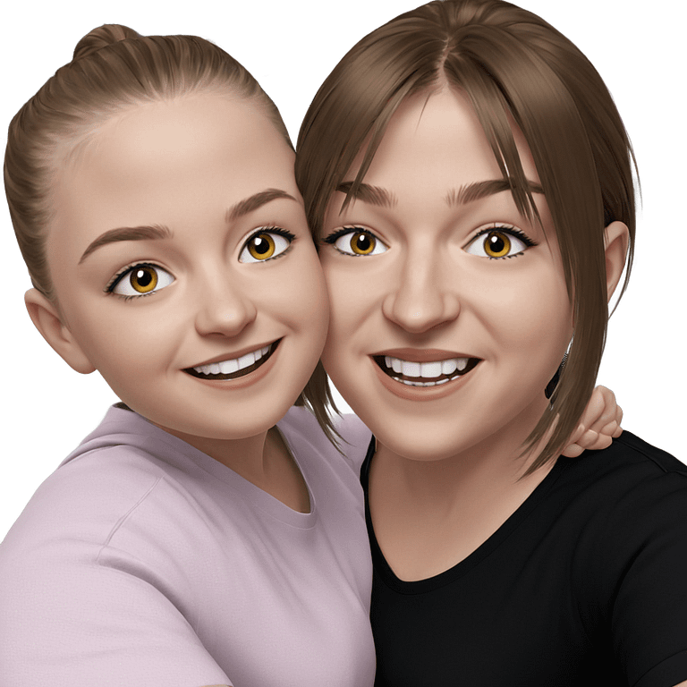 smiling girls in black shirts emoji