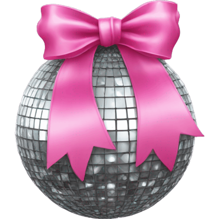 Disco ball with a pink bow on top emoji