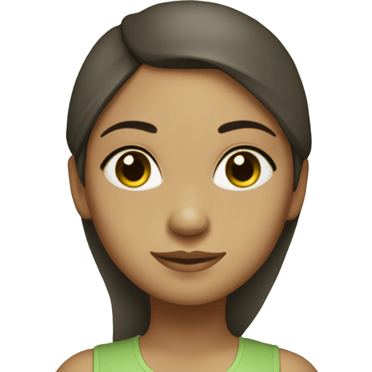 Latina dark brown eyes yoga girl light green clothes  emoji