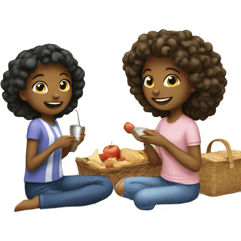 Girls enjoying picnic outdoors emoji