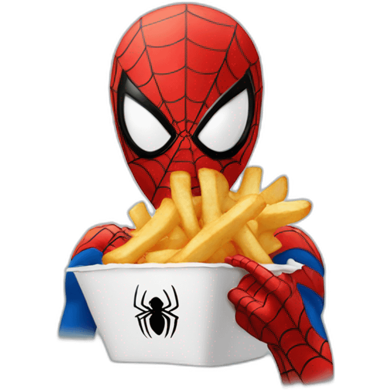 Spider-Man stuffing fries in mouth emoji