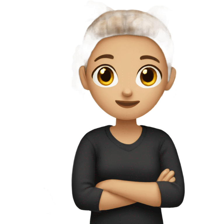 brown-haired girl in black sweater emoji