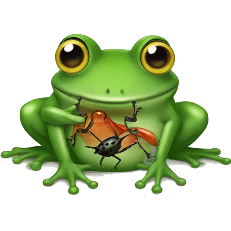 Frog eating a bug emoji