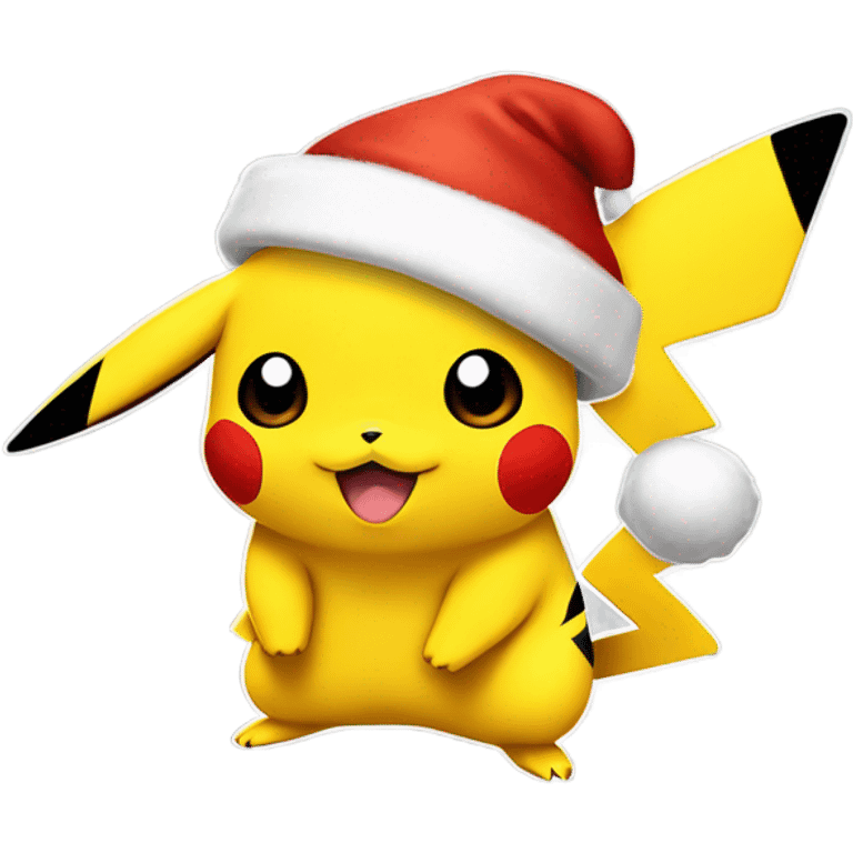 Pikachu with a Santa hat emoji