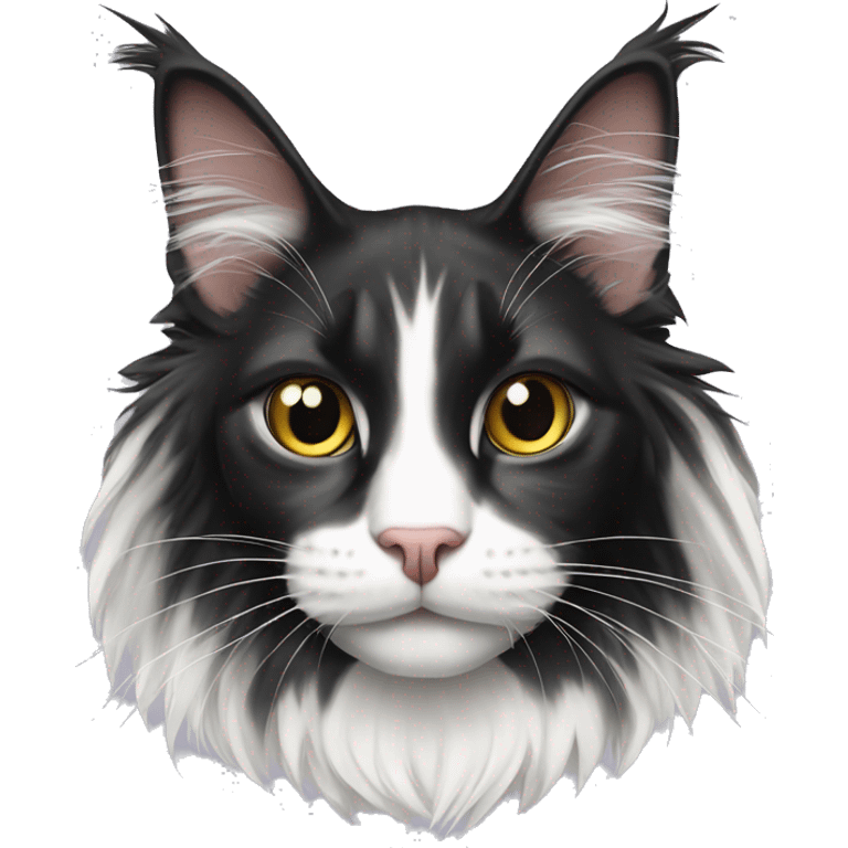 black and white maine coon cat emoji