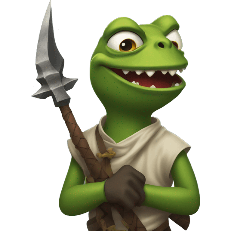 pepe specing with dragon claws from runescape emoji