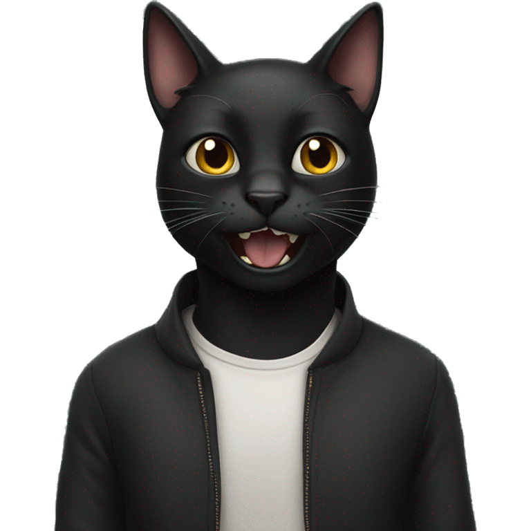 crazy black cat emoji