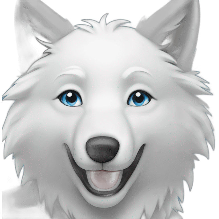 Happy White Wolf blue eyes emoji