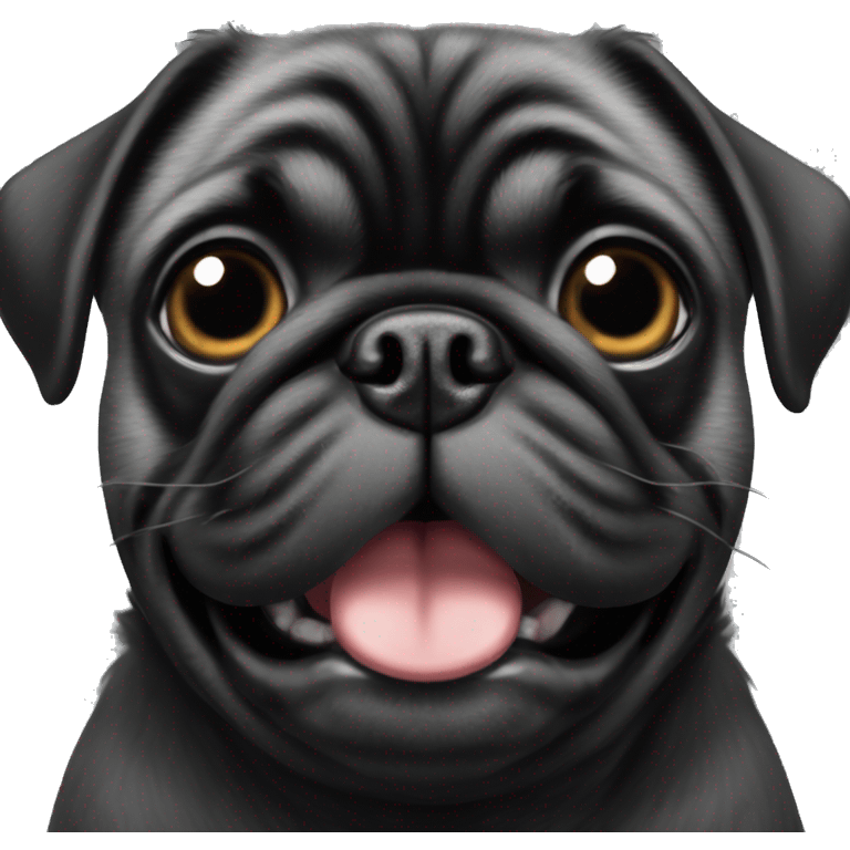 Black pug with lots of grey fur around her mouth   emoji